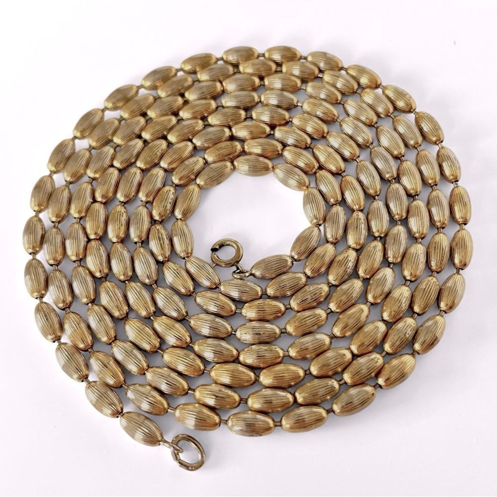 Napier 12KGF Gold Fluted Bead Necklace